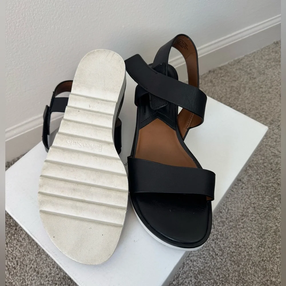 Franco Sarto Chiara Platform Black and white Sandals Size 9 - Picture 8 of 9